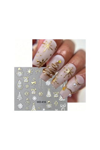 Kurabiye Adam Çam Ağacı Kar Tanesi Noel 3d Tasarım Yapışkan Sticker Tırnak Dövmesi Nail Art 98164775
