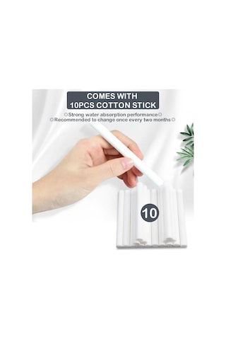 Yifomall Ev Ve Araç Kullanıma Uygun Usb Nemlendirici Aromaterapi Makinesi - Renkli Buhar Atomizer + 10 Adet Pamuk Çubuğu Beyaz