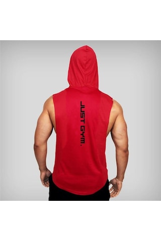 Kırmızı Muscleguys Yeni Moda Spor Pamuk Kolsuz Gömlek Erkek Spor Salonu Kapüşonlular Tank Top Erkekler Spor Gömlek Vücut Geliştirme Atlet Egzersiz Yelek Erkekler Kırmızı