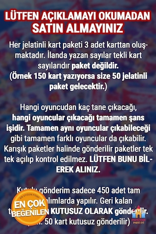 Futbolcu Kartları 50 Paket Süper Final Mekanik Adamlar Serisi