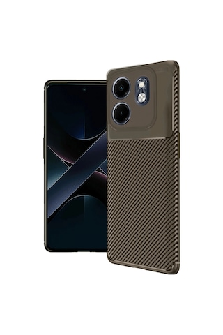 İnfinix Hot 50i 4g Kılıf Auto Focus Karbon Kapak - Kahverengi