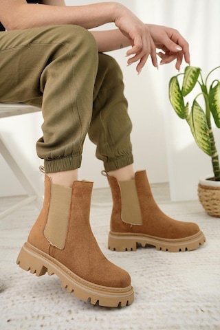 Nesil Shoes Dvm 5004 Taba Süet Çift Lastikli Kadın Bot-taba Süet Taba