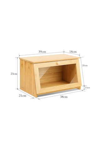 Promosyonca Bambu Ekmek Kutusu, Doğal Bambu Malzeme, Yuvarlak Saplı, 39x23x18 Cm A