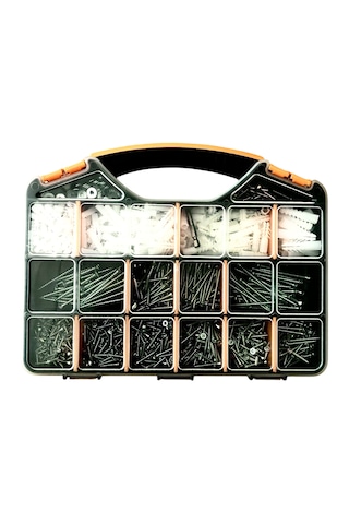 1197 Parça 18 Çeşit Sunta Vidası,dübel ,pul,çelik Çivi Seti,bits