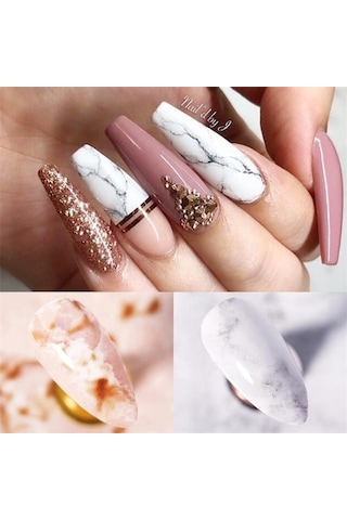 10lu Tırnak Süsleme Folyosu Renkli Mermer Dizayn Nail Art Transfer Folyo