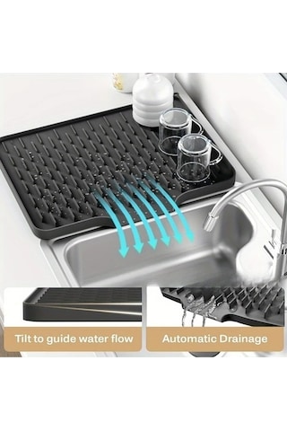 Trendooze Koruyucu Siyah Kaymaz Silikon Matı Tezgah Buzdolabı 15.75x12.6inç 2 Stil