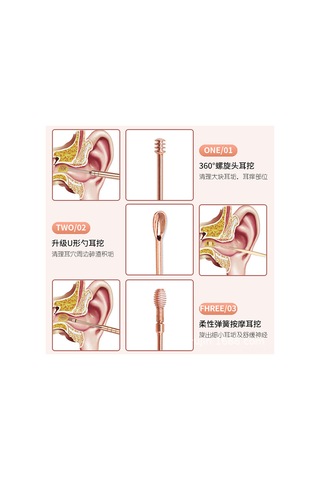 Wezone 6 Parça Paslanmaz Çelik Kulak Temizleme Kaşığı Seti - Pratik Ve Dayanıklı Diğer