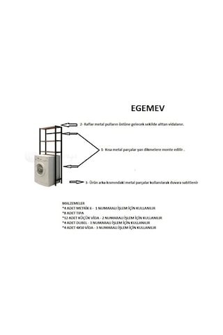 Cosargroup Houselab Çamaşır Makinası Üstü Düzenleyici Raf Beyaz 3 Raflı Banyo Düzenleyici