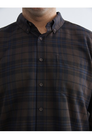 Lcwaıkıkı Classic Kahverengi Regular Fit Uzun Kollu Ekose Gabardin Erkek Gömlek