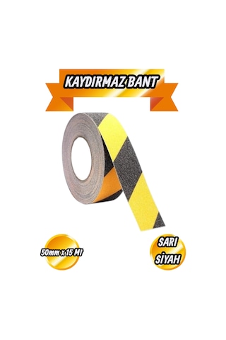 Kaydırmaz Zemin Bandı Sarı-siyah 50mmx15mt - Bant