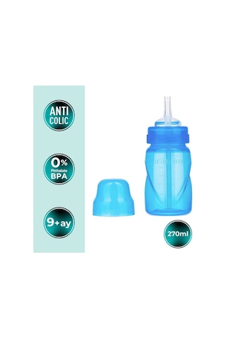 Mamajoo Antikolik Akıtmaz Pipetli Bardak 270 ml Mavi, 12 Ay+