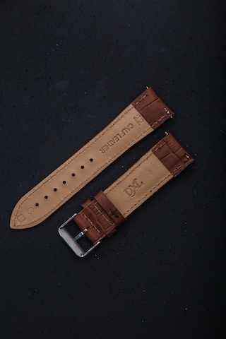 Hakiki Deri 22mm Akıllı Pimli Saat Kordonu Kahverengi - Siyah