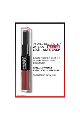 L'Oreal Paris Infaillible 2 Step 24 Saat Kalıcı Likit Ruj & Balm 802 Forever Française