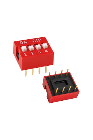 Pcb Tip 4'lü Kırmızı Dıp Switch 2.54mm Pin Aralıklı Devre Anahtarı