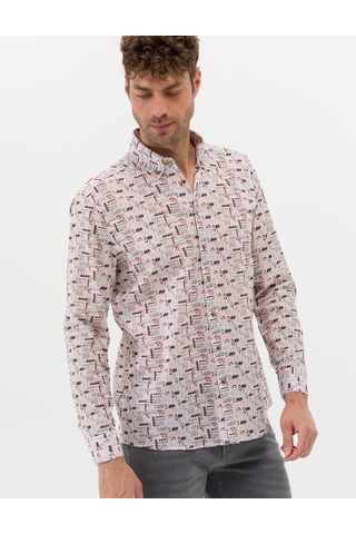 Pierre Cardin Erkek Bej Desenli Gömlek 50269435-vr011 Bej