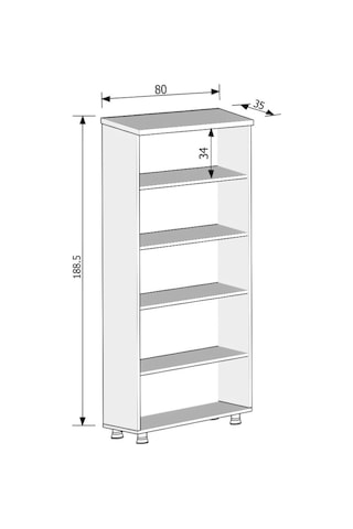 Modüler Dünyası Büyük Boy Kitaplık Dosya Dolabı Teak - 80X35X188 Teak