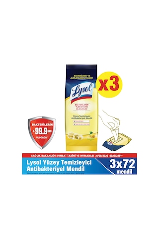 Lysol Yüzey Temizleyici Mendil 216 Yaprak (3 x 72)