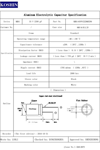 2200uf 35v Kondansatör 16x25 7.5mm 85c