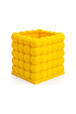 3dmarketi Baloncuk Desenli Sarı Kalemlik 9x9x10 Cm - Masa & Ofis Masası Kalemlik