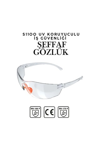 S1100 Şeffaf İş Güvenlik Gözlüğü - Silikonlu Koruyucu Çapak Gözlüğü - Buğulanmaz & Darbe Dayanıklı
