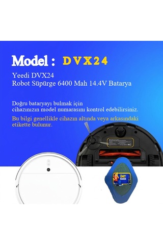 Yeedi Dvx24 Robot Süpürge 6400 Mah 14.4v Batarya Uyumlu Uzun Ömürlü, Yüksek Performans Pil