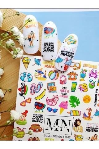 Nail Art Slider Stiker Yıldızlar Ve Galaksi W97 Beyaz