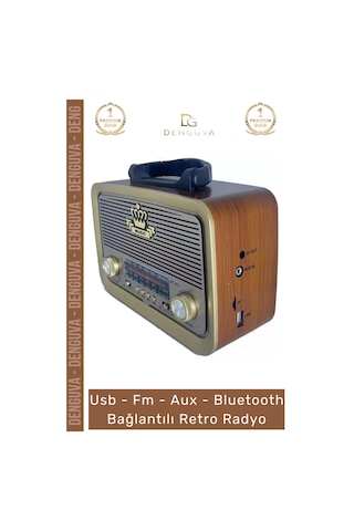 Radyo Bluetooth Hoparlör Mp3 Çalar Usb Sd Kart Girişli Şarjlı Retro Sd Dekoratif Nostaljik Radyo