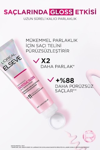 Elseve Glycolic Gloss Şampuan + Saç Bakım Kremi + Laminasyon