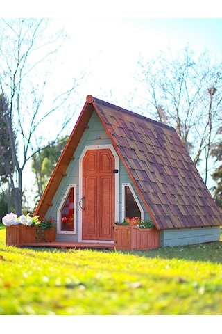 Mandu Ahşap Üçgen Çocuk Oyun Evi Aframe Playhouse