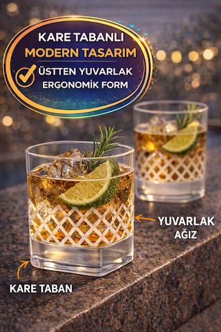 10 Lu Kare Desenli Plastik Viski Bardağı I Sert Şeffaf Kokteyl Meşrubat Bardak Parti 220 Cc