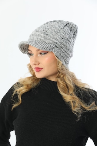 Siperli Çift Kat Gri Triko Örme Bere Gri