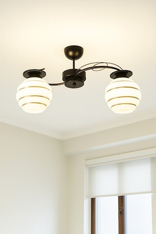 İlay Modern Siyah Lasa Camlı Salon Oturma Odası Avizesi Avize Seti Siyahhhh