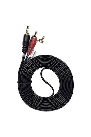 3 Metre 2 Rca To Aux Kablo - 3.5 Mm Stereo Jack Ses Aktarım Kablosu - Kırmızı Beyaz Tos Fiş