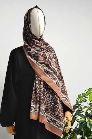 Etnik Desenli Pamuklu Şal 70x190 Cm Turuncu