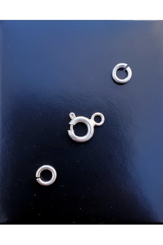 Magrib 925 Ayar Gümüş Kolye Kilitleme Aparatı ve Gümüş Halka 2 Adet