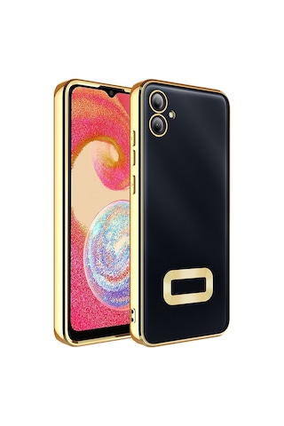 Galaxy A06 Uyumlu Kılıf Kamera Korumalı Logo Gösteren Zore Omega Kapak-gold Gold