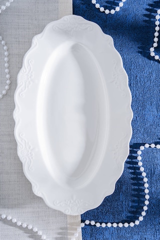 Acar King Oval Kayık Tabak - 33 Cm Beyaz