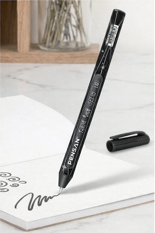 Siyah Simli Tükenmez Kalem 2 Adet Pensan Jely Simli Pilot Kalem Ergonomik Tutuş Yumuşak Yazım Siyah Defter Renkli