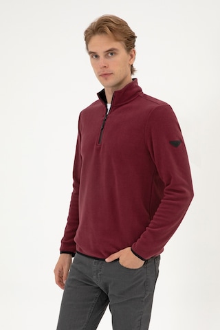 U.S. Polo Assn. Erkek Regular Fit Koyu Bordo Polar Yarım Fermuarlı Basic Sweatshirt 50313777-VR177