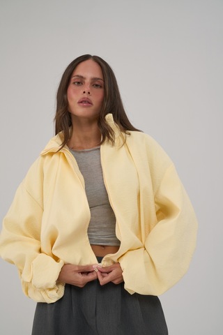 Mai Collection Positano Büzgü Detay Sarı Bomber Ceket