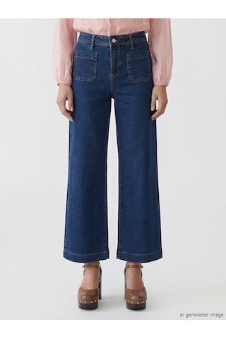 Lcwaıkıkı Classic İndigo Wideleg Kadın Jean Pantolon