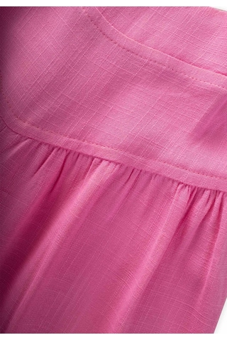 Cigit Korsajlı Büzgülü Keten Pantolon 2-7 Yaş Pembe Pembe