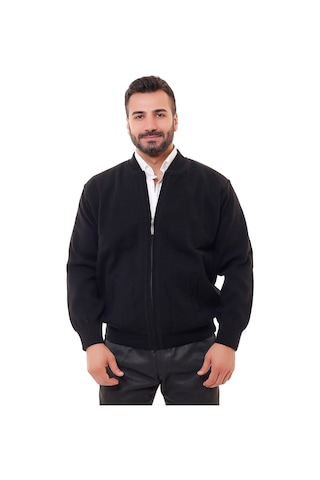 Bawcompany Çelik Örgü Astarlı Fermuarlı Triko Erkek Hırka Siyah