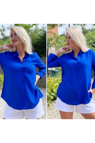Veraura Lifestyle Dokuma Viskon Kumaş Efsane Gömlek Saks Mavi