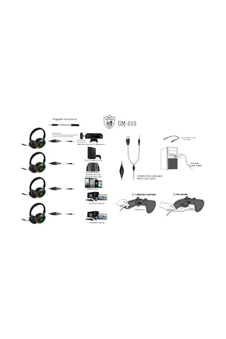 3d Stereo Sound Gm-019 Rgb Kablolu Kulaküstü Işıklı Oyuncu Kulaklık 3.5mm Jack