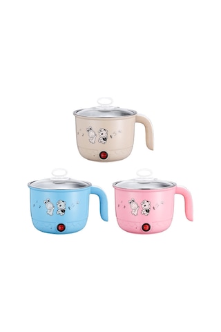 Monyee 1.8l Mini Elektrikli Tencere - Çay, Makarna, Yumurta Pişirme - 450w Düşük Güç - Avrupa Şarjı - Çelik Kısımlı - Mavi