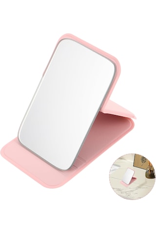 Hpytech Taşınabilir Katlanabilir Masaüstü Mini Makyaj Aynası Pembe