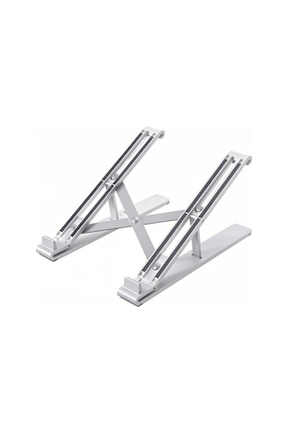 Kangvka Alüminyum Ergonomik Dizüstü Bilgisayar Tutucu, 4 Seviye Yükseklik Ayarı, 8-17.3 İnç Uyumlu, Soğutma Özelliği, Taşınabilir Klip Gümüş