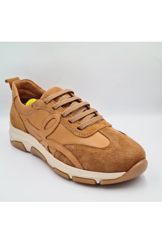 Mammamia D26ya-3575 Taba Renk Hakiki Deri Lastik Bağcıklı Kadın Günlük Casaul Sneaker Ayakkabı Taba