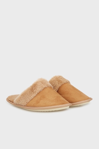 Lela Yumuşak Dokulu Peluş Bayan Terlik 6722002 Camel